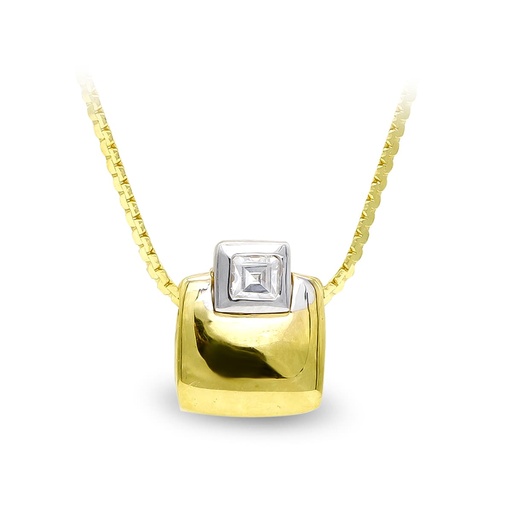 [P7098-3] 18K GARGANTILLA ORO BICOLOR CUADRA CON CIRCONITAS