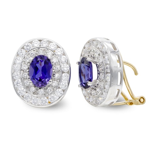 [P7123-1AT] 18K PENDIENTES ORO BICOLOR AMATISTA Y CIRCONITAS