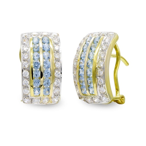 [P7163-1] 18K PENDIENTES ORO AMARILLO Y CIRCONITAS CIERRE OMEGA