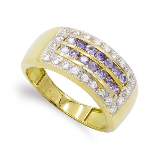 [P7163-2] 18K SORTIJA ORO AMARILLO Y CIRCONITAS