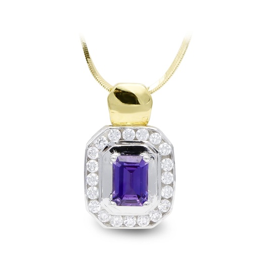 [P7175-3AT] 18K GARGANTILLA ORO BICOLOR AMATISTA 7X5 MM