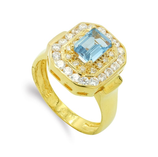 [P7182-2] 18K SORTIJA ORO AMARILLO RECTANGULAR CON CIRCONITAS
