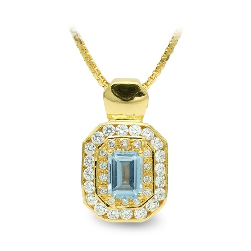 [P7182-3] 18K GARGANTILLA ORO AMARILLO RECTANGULAR CON CIRCONITAS