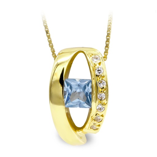 [P7218-3] 18K GARGANTILLA ORO AMARILLO PIEDRA AZUL Y CIRCONITA