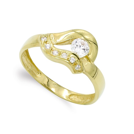 [P7219-2] 18K SORTIJA ORO AMARILLO Y CIRCONITAS