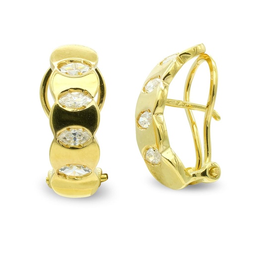 [P7225-1] 18K PENDIENTES ORO AMARILLO TIPO ARGOLLA CON CIRCONITAS