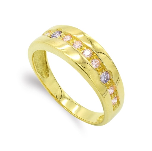 [P7228-2] 18K SORTIJA ORO AMARILLO CON CIRCONITAS