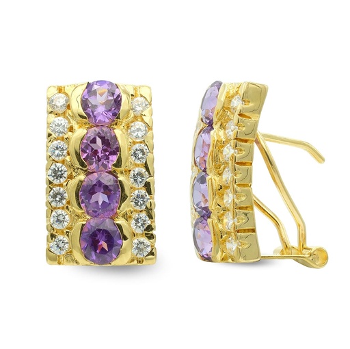 [P7237-1] 18K PENDIENTES ORO AMARILLO CIRCONITAS 16X10 MM