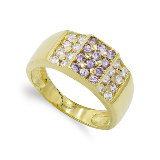 [P7240-2AT] 18K SORTIJA ORO AMARILLO CIRCONITAS AMATISTAS Y BLANCAS