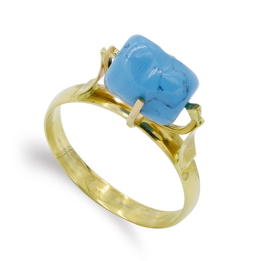 [P7245-2] 18K SORTIJA ORO AMARILLO Y TURQUESA
