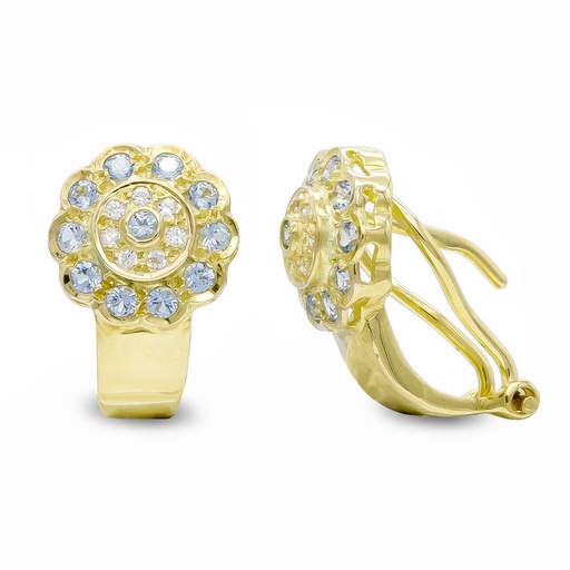 [P7272-1AMCI] 18K PENDIENTES ORO AMARILLO PIEDRAS AGUAMARINA Y CIRCONITAS