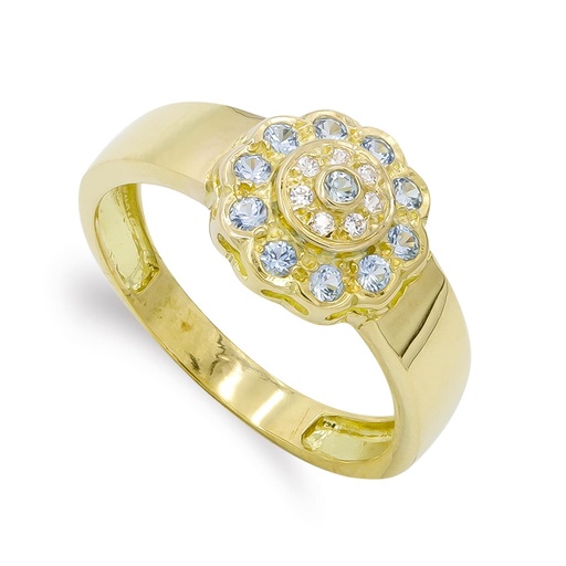 [P7272-2] 18K SORTIJA ORO AMARILLO CON CIRCONITAS
