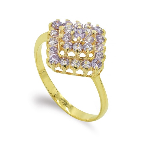 [P7286-2] 18K SORTIJA ORO AMARILLO ROMBO CON CIRCONITAS