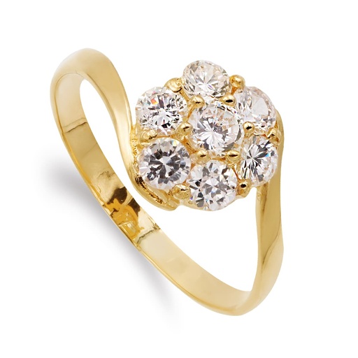 [P7319-2] 18K SORTIJA ORO AMARILLO CUAJO CON CIRCONITAS 9 MM CUERPO 2 MM