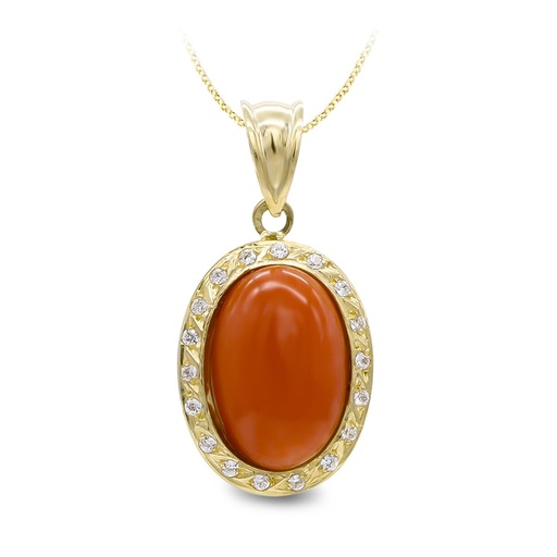 [P7345-5C] 18K COLGANTE ORO AMARILLO CORAL FINO 14X10 MM CIRCONITAS