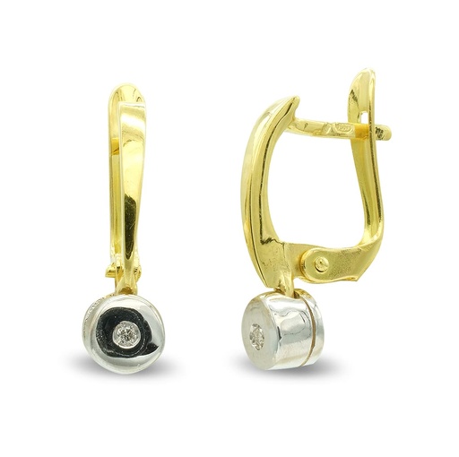 [P7381-1] 18K PENDIENTES ORO BICOLOR ARO Y CIRCONITA