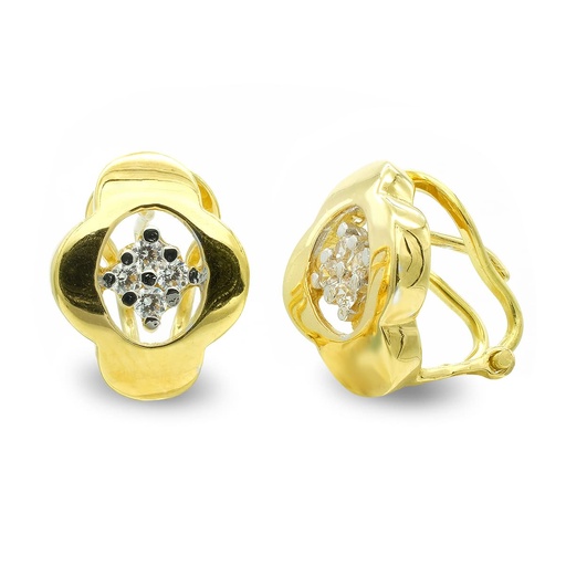 [P7430-1] 18K PENDIENTES ORO BICOLOR FLOR