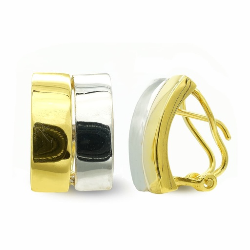[P7431-1] 18K PENDIENTES ORO BICOLOR BANDAS