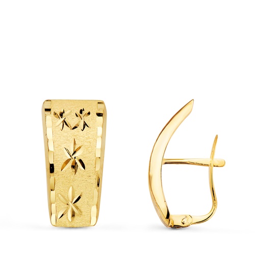 [P7466-1] 18K PENDIENTES ORO AMARILLO TALLADOS Y MATIZADOS 19 X 9 MM CATALAN