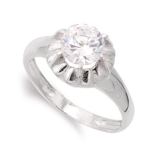 [P7503-2] 18K SORTIJA ORO BLANCO CON CIRCONITA Y GARRAS