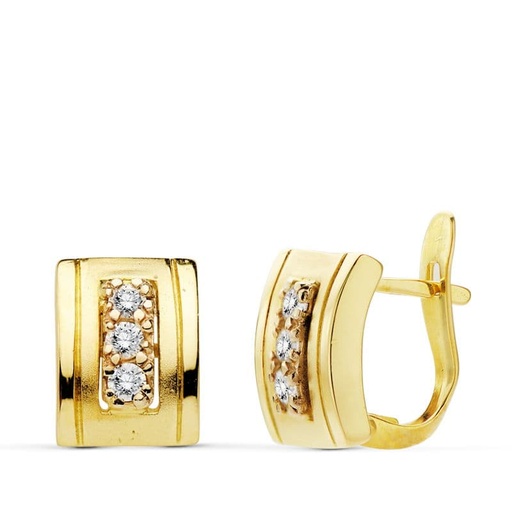 [P7525-1] 18K PENDIENTES ORO AMARILLO CON CIRCONITAS 11X9 MM