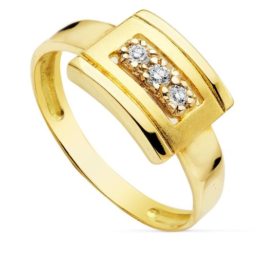 [P7525-2] 18K SORTIJA ORO AMARILLO CON CIRCONITAS
