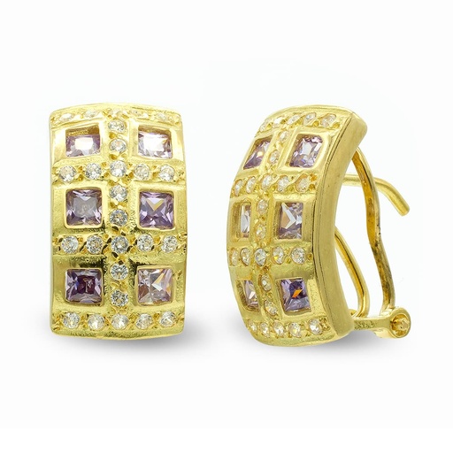 [P7539-1] 18K PENDIENTES ORO AMARILLO CUADROS CON CIRCONITAS