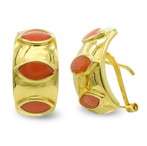 [P7555-1] 18K PENDIENTES ORO AMARILLO CORAL FINO