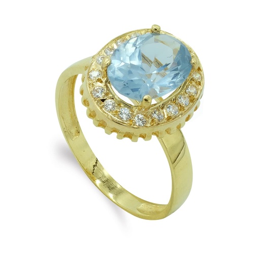 [P7578-2] 18K SORTIJA ORO AMARILLO PIEDRA OVAL Y CIRCONITAS
