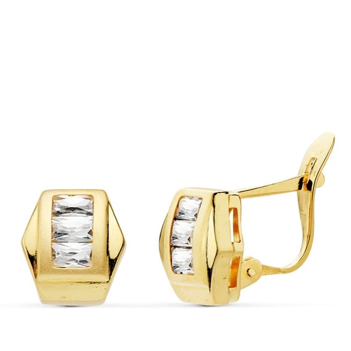 [P7607-1] 18K PENDIENTES CIRCONITAS 9X8 MM