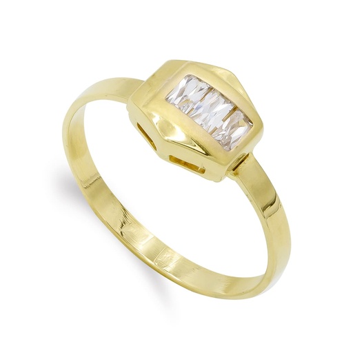 [P7607-2] 18K SORTIJA ORO AMARILLO Y CIRCONITAS