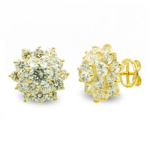 [P7609-1] 18K PENDIENTES ORO AMARILLO GARRAS CON CIRCONITAS