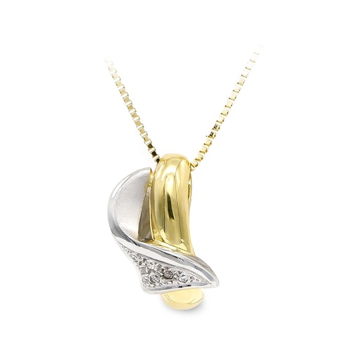 [P7624-3] 18K GARGANTILLA ORO BICOLOR MATE Y BRILLO Y CIRCONITAS