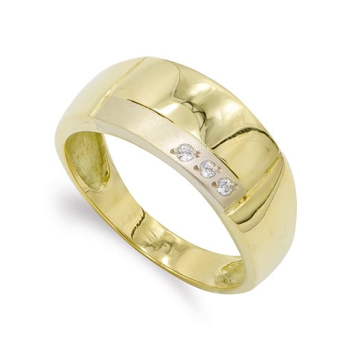 [P7639-2] 18K SORTIJA ORO BICOLOR MATE Y BRILLO Y CIRCONITAS