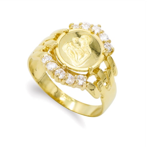 [P7733-2] 18K SORTIJA ORO AMARILLO MADRE 10 CIRCONITAS