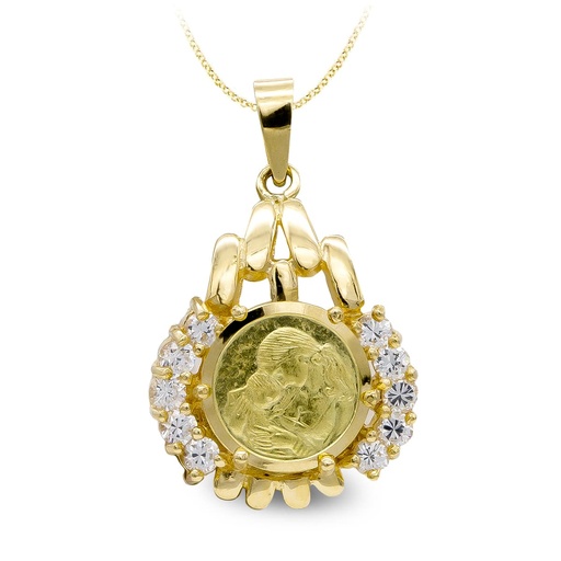 [P7733-3] 18K GARGANTILLA ORO AMARILLO MONEDA MADRE