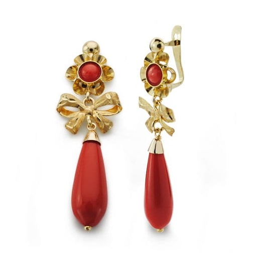 [P8123-C] 18K PENDIENTES LAZO CORALINA 36X12 MM