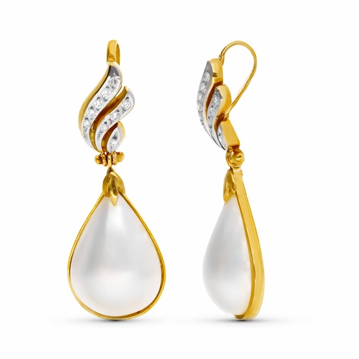 [P8150-C] 18K COLGANTE ORO AMARILLO PERLA JAPONESA PERA Y CIRCONITAS