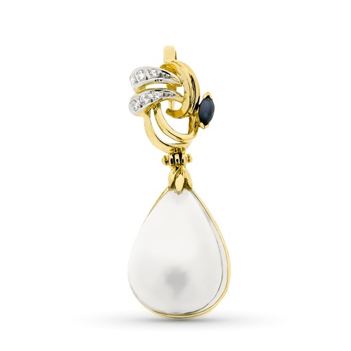 [P8277-C] 18K COLGANTE ORO BICOLOR JAPONESA 40X15 MM