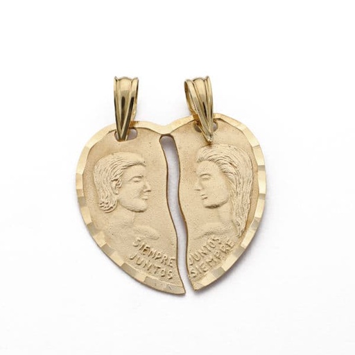 [P8299] 18K COLGANTE CORAZON PAREJA 20X20 MM