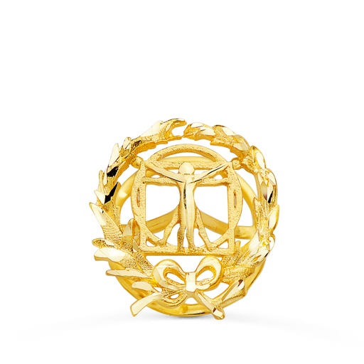 [P8580-BAR] 18K INSIGNIA ORO AMARILLO BELLAS ARTES. 15 X 14 MM