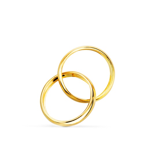 [P8608] 18K COLGANTE ORO AMARILLO DOS ALIANZAS 9 MM DIAMETRO.