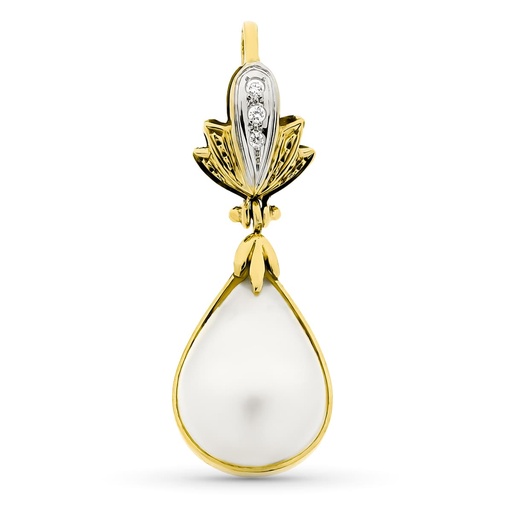 [P8639-C] 18K COLGANTE ORO BICOLOR JAPONESA 36X14 MM