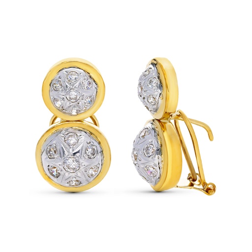 [P8773] 18K PENDIENTES PLATINO BICOLOR TU Y YO CIRCONITAS