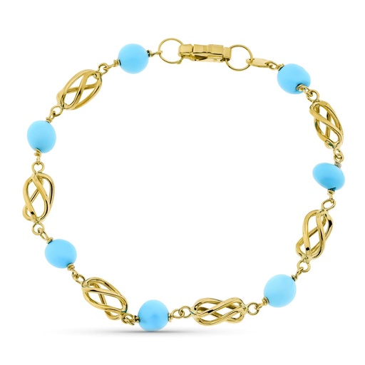 [P93000000] 18K PULSERA ORO AMARILLO JAULAS Y TURQUESA