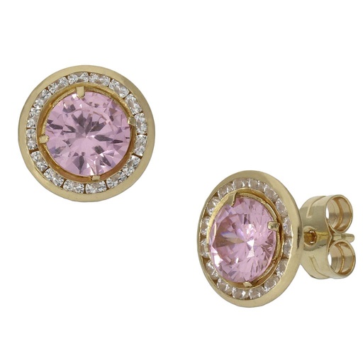 [P1323] Pendientes oro 18 kt rosa + circonitas - 9.50mm