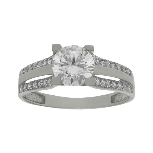 [S763] SORTIJA ORO BLANCO 18KL CIRCONITAS