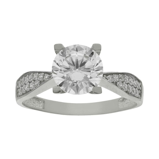 [S760] SORTIJA ORO BLANCO 18KL CIRCONITAS