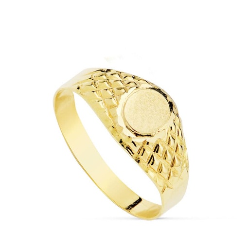 [P9750] 18K SELLO ORO AMARILLO OVAL LABRADO