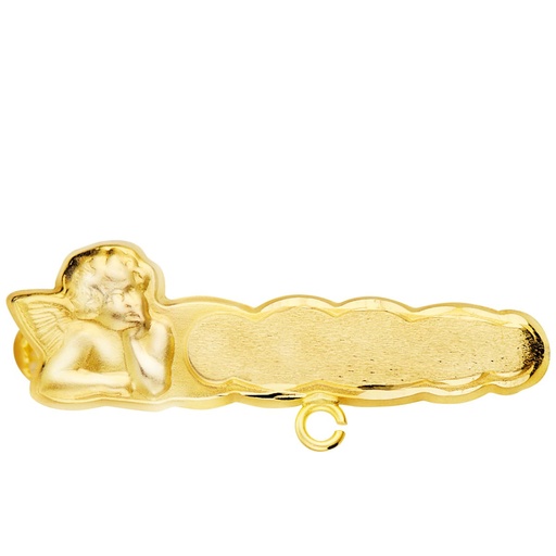 [P9K0113] 9K ALFILER BEBE ORO AMARILLO ANGELITO TALLADO 28X8 MM